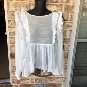 Top Blouse with frill trimmings off white H&M